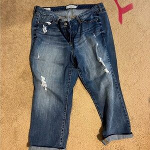 Cropped Jeans with Distressed Details - Torrid Skinny Fit